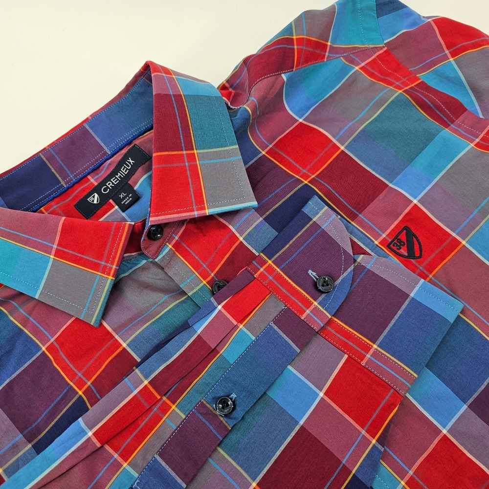 Cremieux Button Down Shirt Mens XL Multicolor Plaid Long Sleeve Cotton Logo